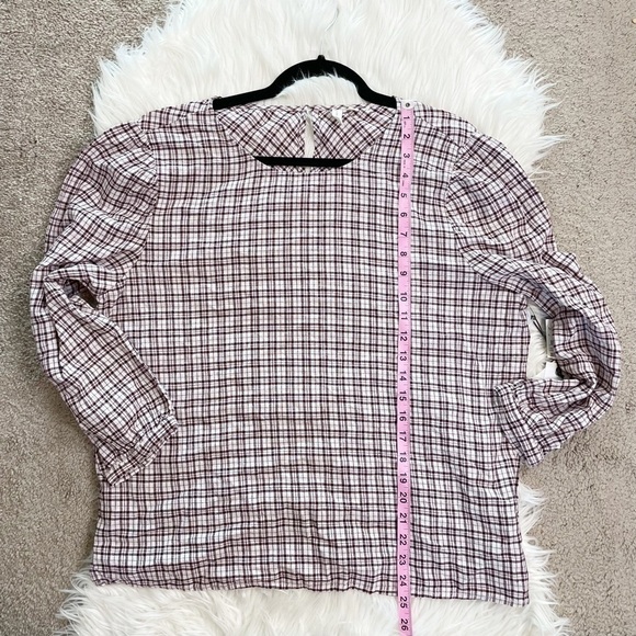 New Treasure & Bond Nordstrom Linen Blend Blouse in Wickwillow Plaid - Picture 8 of 9